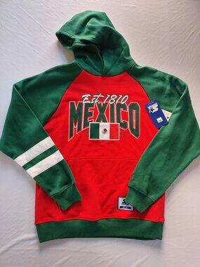 Starter Mexico Flag Graphic Pullover Hoodie Sweatshirt NWT Red Green